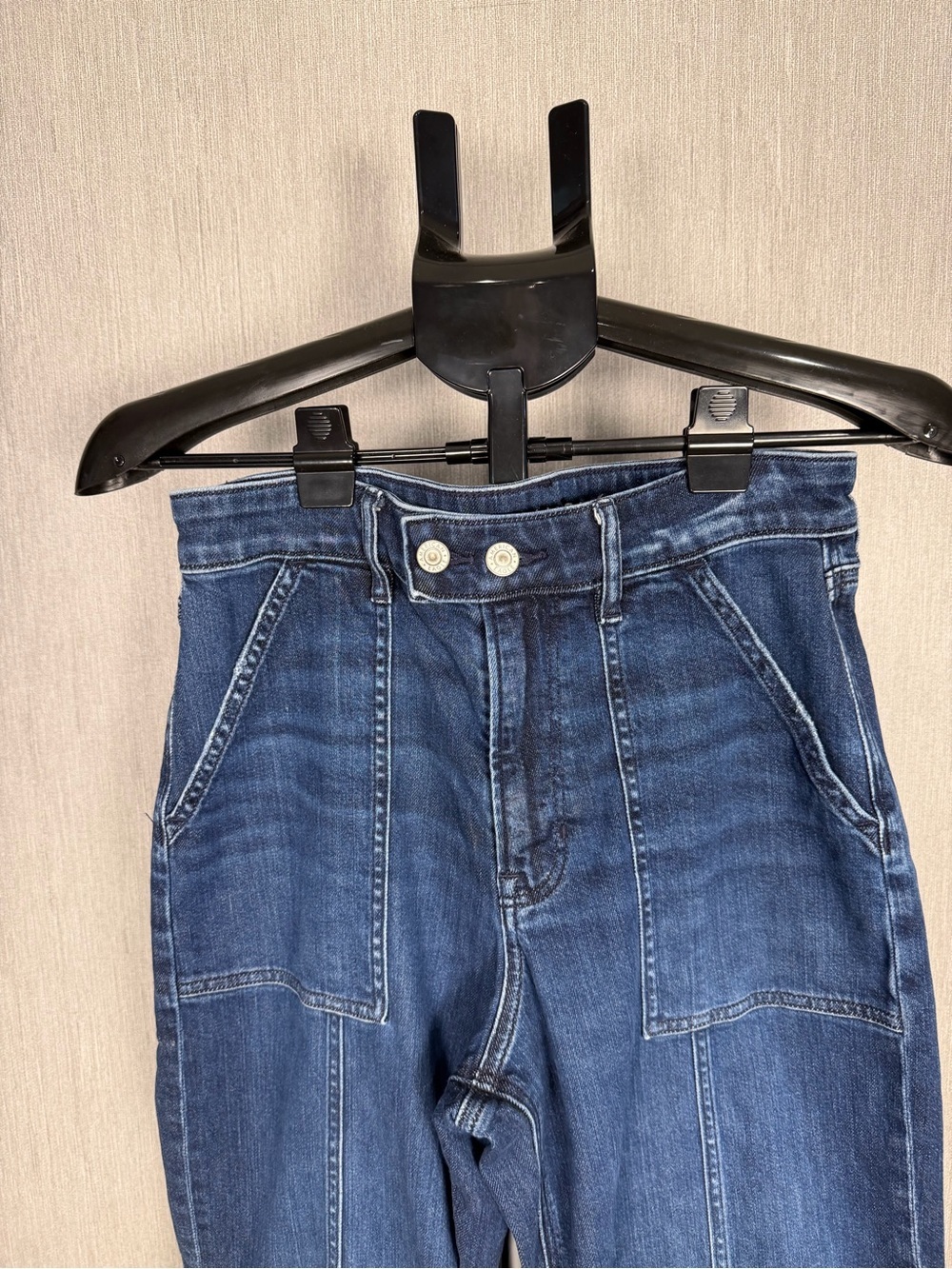 American Eagle Women’s Wide Leg Dark Blue Denim Jeans Size 8 Petite - Picture 11 of 12